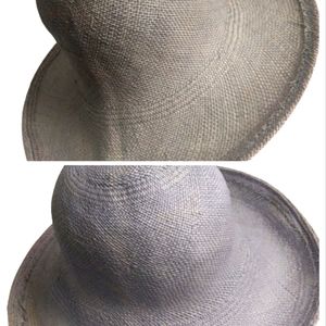 Betmar Hat Raffia Straw Sun Wide Brim Shaggy Vintage USA Sz L Women 2 Lot Gray